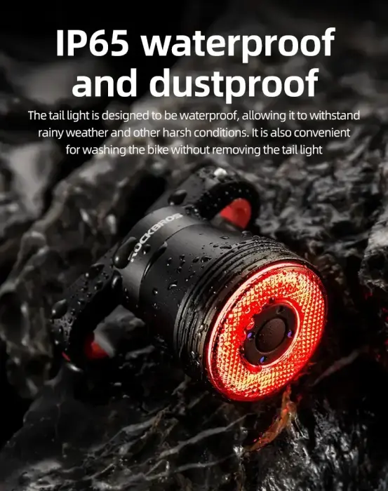 Rockbros Q5 Rear Bike Light with Intelligent Stop System - Black Foto 18