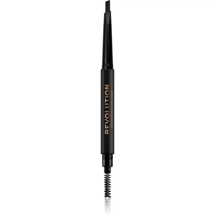 Makeup Revolution, Duo Brow Definer, Eyebrow Cream Pencil & Brush 2-In-1, Dark Brown, 0.25 g