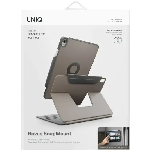 Case UNIQ Rovus Snapmount Magnetic 360 Rotating Detachable for iPad Air 13" M2|M3 (2024|2025) gray Фото num