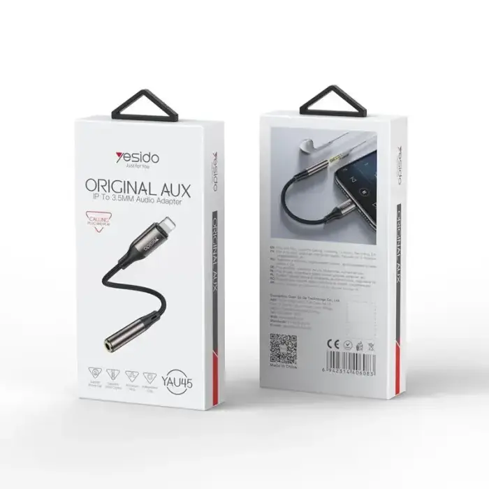 YESIDO AUDIO CABLE YAU45 LIGHTNIG/3,5MM AUX FEMALE 30CM BLACK Foto 2