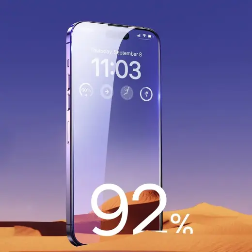 Baseus Full Screen защитное стекло для телефона iPhone 14 Pro с фильтром от синего света и динамиком 0.3 мм + рамкой для установки Фото num