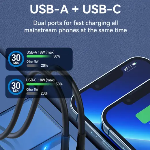 Wozinsky WDCCAC USB-C USB-A 36W car charger - black Foto 8