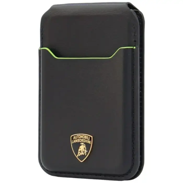 Magnetic Wallet Lamborghini D1 Genuine Leather MagSafe Phone Stand green