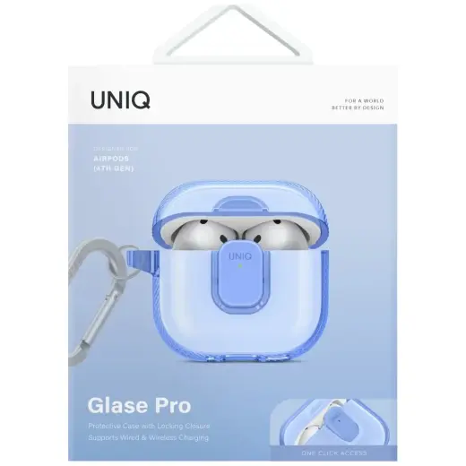 Case UNIQ Glase Pro for AirPods 4 Lock    Case blue Photo