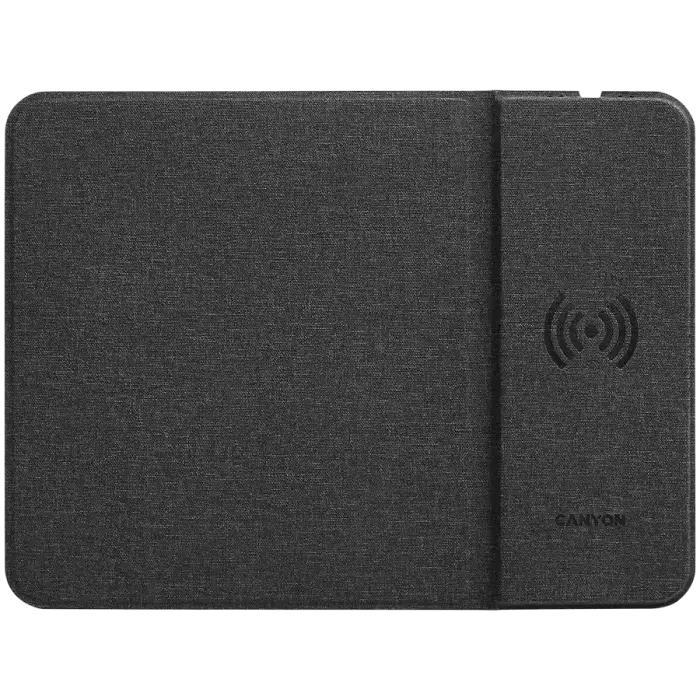 CANYON MP-W5, Mouse Mat with wireless charger, Input 5V/2A,9V2A Output 5W/7.5W/10W, 324*244*6mm, USB Type C cable length 1m, Black, 220g