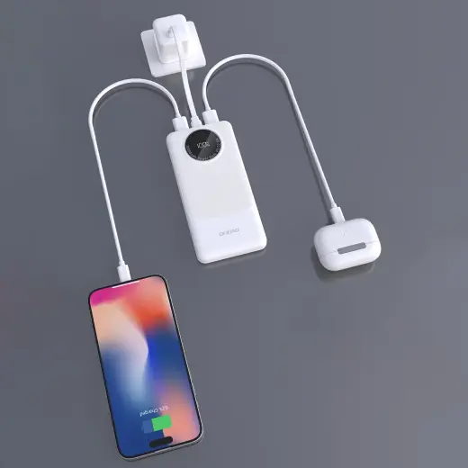 Dudao K12 external battery (powerbank) | 10000 mAh | 22.5W | USB-A, USB-C | LED display | white Photo