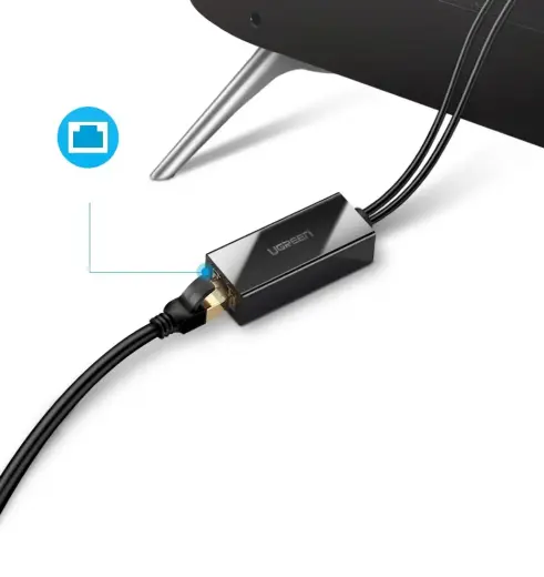 Внешний сетевой адаптер Ugreen USB 100 Мбит|с для Chromecast с кабелем 1 м черный (30985) Фото num