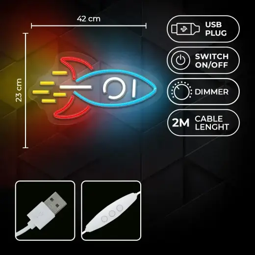 Neon PLEXI LED ROCKET multicolor NNE18 Neolia Фото num
