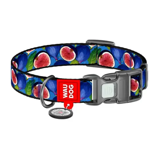 Waudog "Fig" nylon dog collar with QR code, size S Фото num