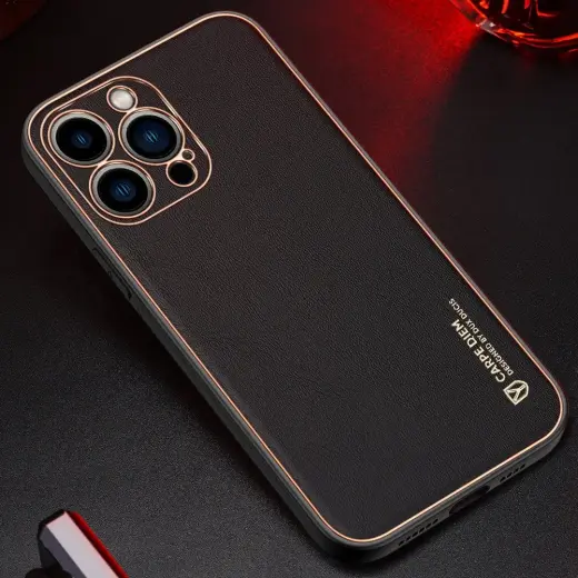 Dux Ducis Yolo elegant case made of soft TPU and PU leather for iPhone 13 Pro Max red Photo