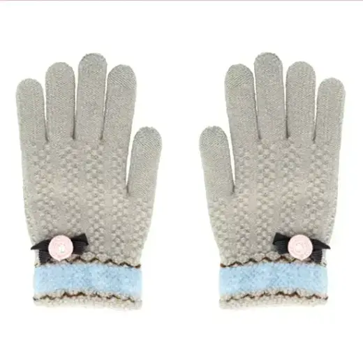 Gloves for touch screens GREY WITH FLOWER