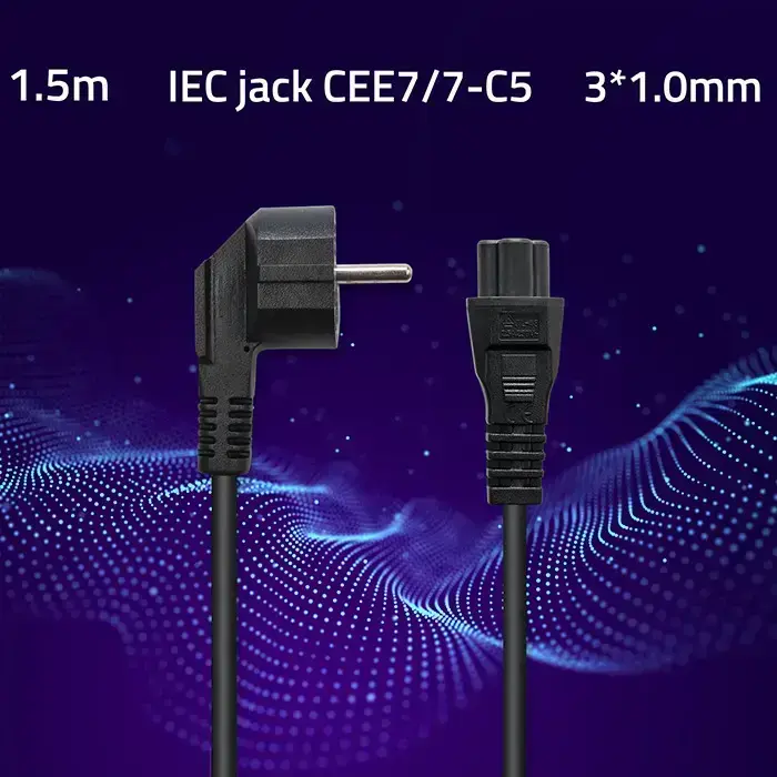 Qoltec Power cable SCHUKO | IEC C5 | Clover | 3x1.0mm² | 1.5m Фото num