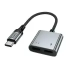 HOCO UPA34A adapter USB-C to 2x USB-C | gray — Photo 1