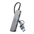 Orico YSA5-U3 USB-A|USB-C Hub Docking Station 3x USB-A 2.0 + 1x USB-A 3.0 - Gray Фото num
