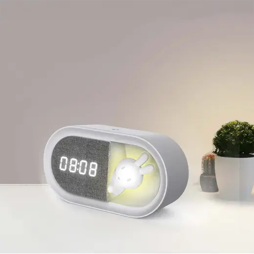 Alarm clock with LED Bunny night light PURE FNL-05 INGRID white long Forever Light Photo
