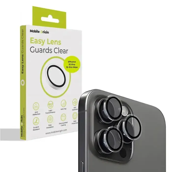 Mobile Origin Easy Lens guards, clear - iPhone 15 Pro/15 Pro Max