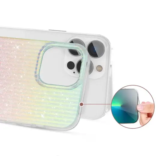 Kingxbar Travel Series luxurious elegant case for iPhone 13 Pro blue-orange (Clouds) Photo