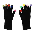 Gloves for touch screens with pom poms BLACK Photo