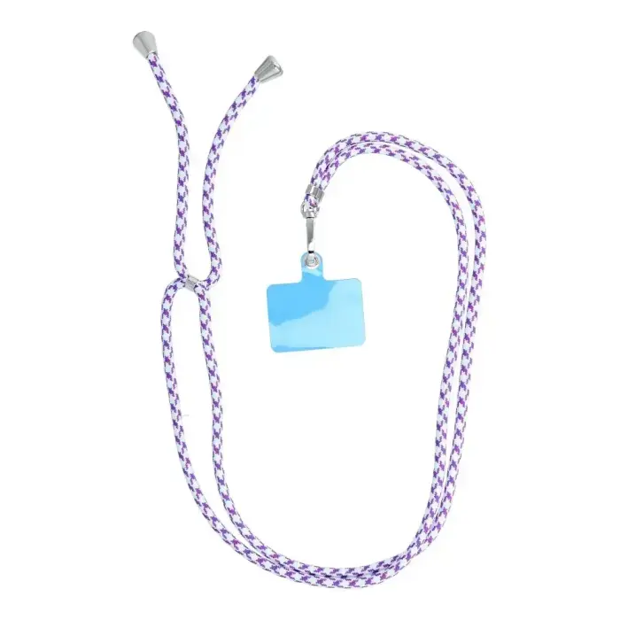 SWING (6mm) Phone lanyard, Phone pendant with adjustable length / cord length 165cm (max 82.5cm in the loop) / on the shoulder or neck - white - purple