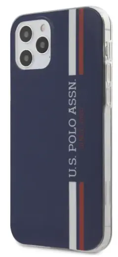 U.S. Polo USHCP12MPCUSSNV Tricolor Vertical Stripes maciņš telefonam iPhone 12 | iPhone 12 Pro zils