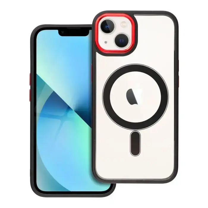 Color Edge Mag phone case with MagSafe support for iPhone 13 black red