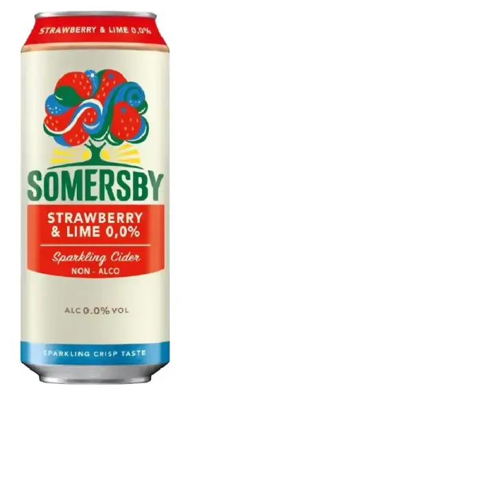 Bezalkoholisks sidrs SOMERSBY Strawberry&Lime, bundžā, 0.5l (DEP)