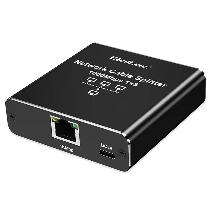 Qoltec Splitter Ethernet mini SWITCH 1x3 RJ45 | 1000Mb/s | USB-C | Aluminium Foto 15
