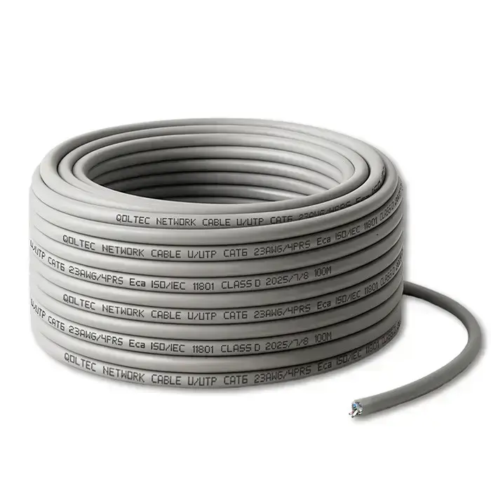Qoltec Ethernet LAN tīkla kabelis | Cat6 | UTP | 1Gbps | 100m | pelēks