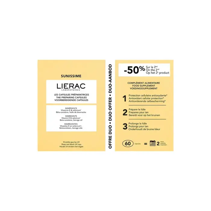 Set Duo, Lierac, Sunissime, Enhance & Prolong Tan, Capsules, 60 pcs