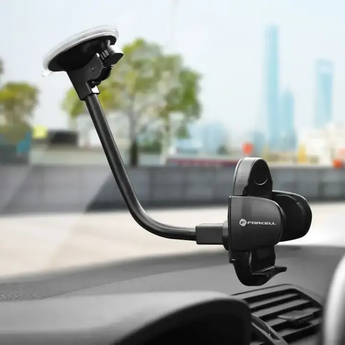 Car phone holder Forcell F-Grip Oval 27 cm windshield / dashboard / air vent black Photo