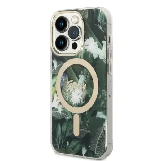 Zestaw Guess GUBPP14LHJEACSA Case+ Charger iPhone 14 Pro 6,1" zielony|green hard case Jungle MagSafe Фото num