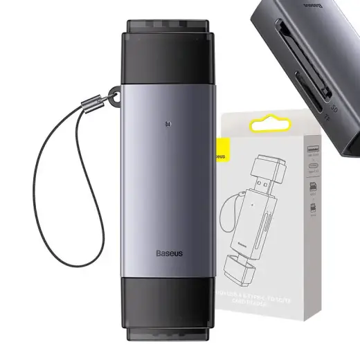 Baseus Lite Series SD|TF memory card reader, USB + USB-C (gray) Foto 7