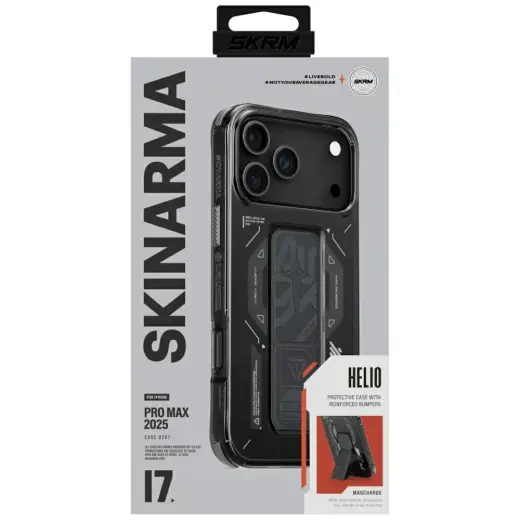 Skinarma Helio Case for iPhone 17 Pro Max Magnetic Charging + Grip Stand Graphite Foto 5