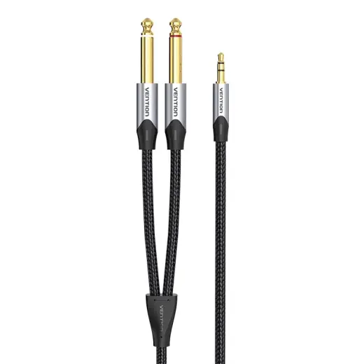Audio cable mini jack 3.5mm to 2x jack 6.35mm male Vention BARHL 10m Foto 2