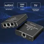 Qoltec Splitter Ethernet mini SWITCH 1x3 RJ45 | 1000Mb/s | USB-C | Aluminium Foto 4