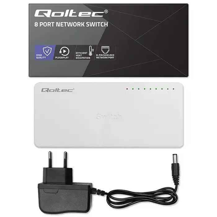 Qoltec Network SWITCH | 8 x RJ45 port | 100Mbps | Fast Ethernet | LAN Foto 9