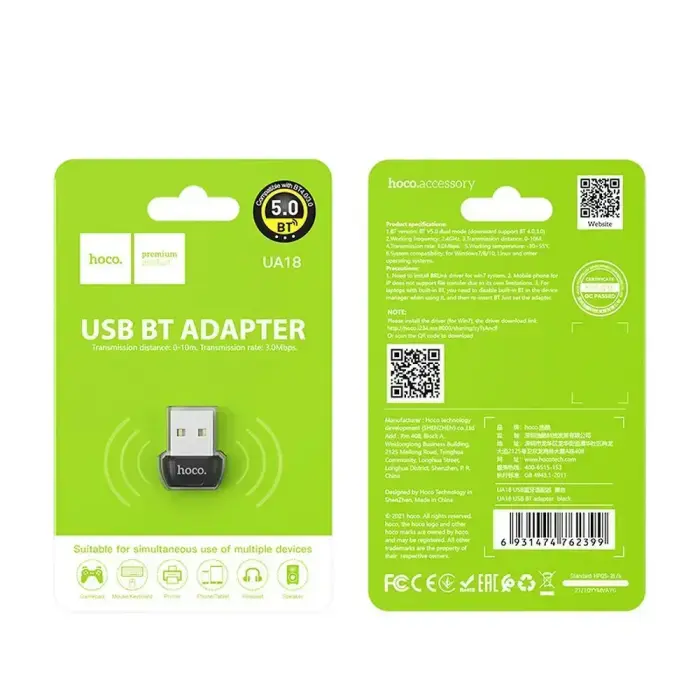 Adapter USB A bluetooth Hoco UA18 black Фото num