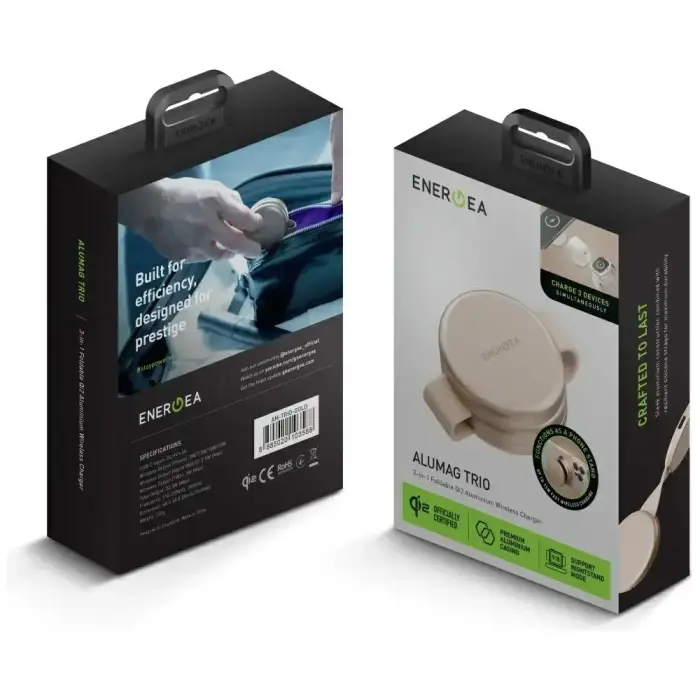 Wireless charger Energea Alumag Trio 3in1 Qi2 15W gold Фото num