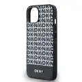 DKNY PU Leather Repeat Pattern Bottom Stripe MagSafe Case for iPhone 14 Black — Photo 3