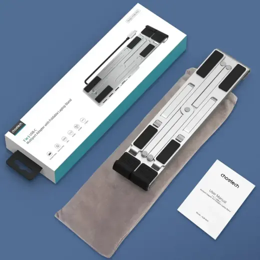 Choetech stand multifunctional station for laptop PD / USB-C HDMI (4K / 30Hz) / 2xUSB-A / 1xUSB-C / 1xSD / 1xTF black (HUB-M43) Фото num