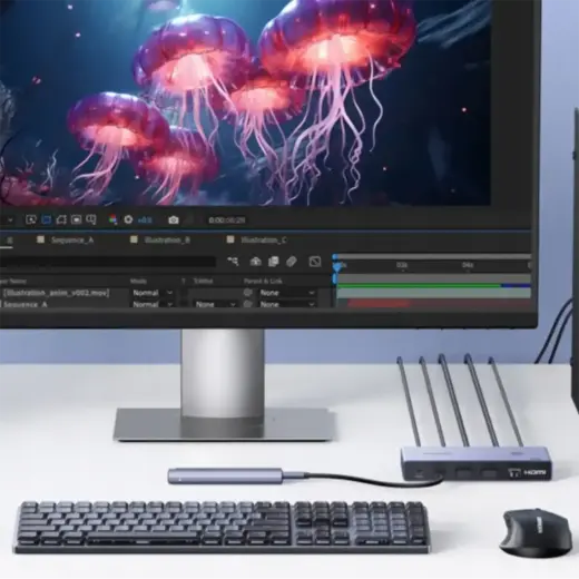 Ugreen USB-C + HDMI 4K 60Hz 2-in-1 KVM Switch – Gray Foto 3