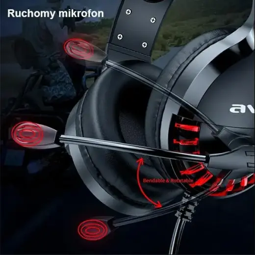 AWEI słuchawki gaming ES-770i nauszne gamingowe z mikrofonem czarny|black Foto 6