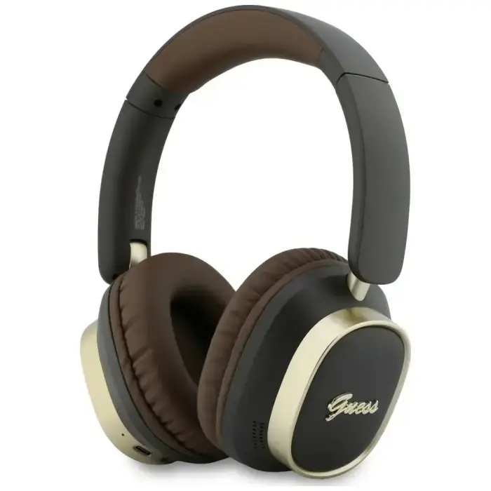 Headphones Guess Bluetooth ENC    Rectangle Metal Script brown