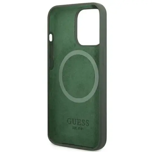 Guess GUHMP13LSPLA iPhone 13 Pro | 13 6,1" zielony|khaki hard case Silicone Logo Plate MagSafe Foto 7