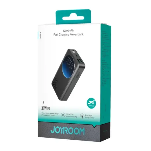 Joyroom JR-PBF01 внешний аккумулятор (powerbank) | 10000 mAh | 30W | USB-C, USB-A | LED фонарик | черный Фото num