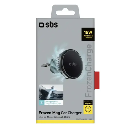 Smartphone holder with inductive charger SBS TESUPFANWIR15W 15W for air vent, with cooling - black Фото num
