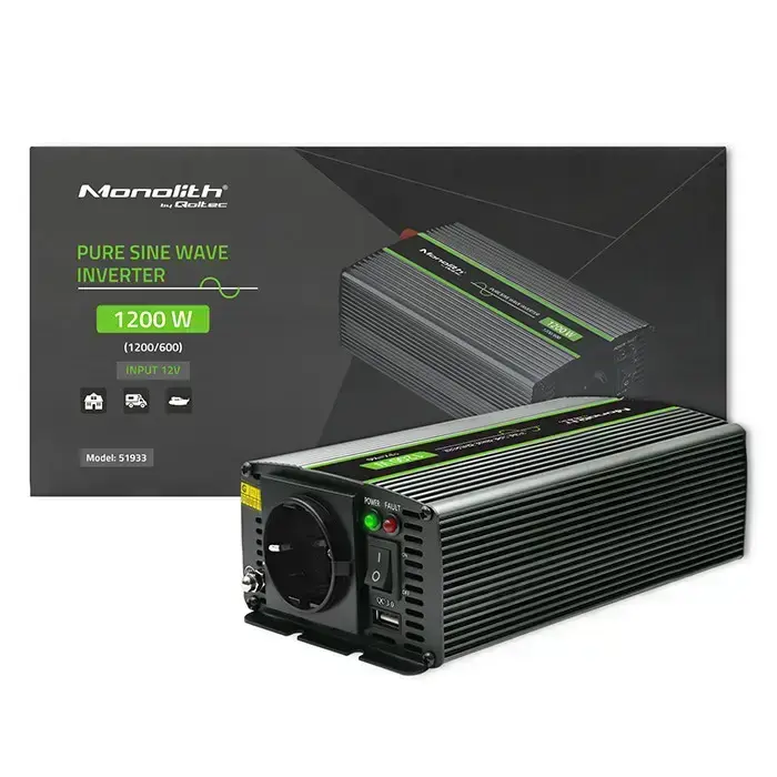 Qoltec Pure Sine Wave Inverter Monolith| 600W | 1200W | 12V to 230V Foto 15