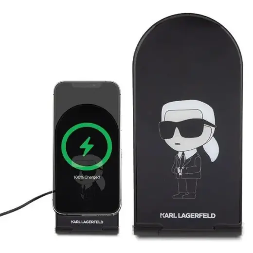 Karl Lagerfeld Ikonik MagSafe 15W inductive charger, foldable 2in1 - black Фото num