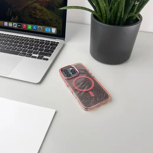 Glitter Case MagSafe Compatible for iPhone 17 Pro - Pink Foto 6