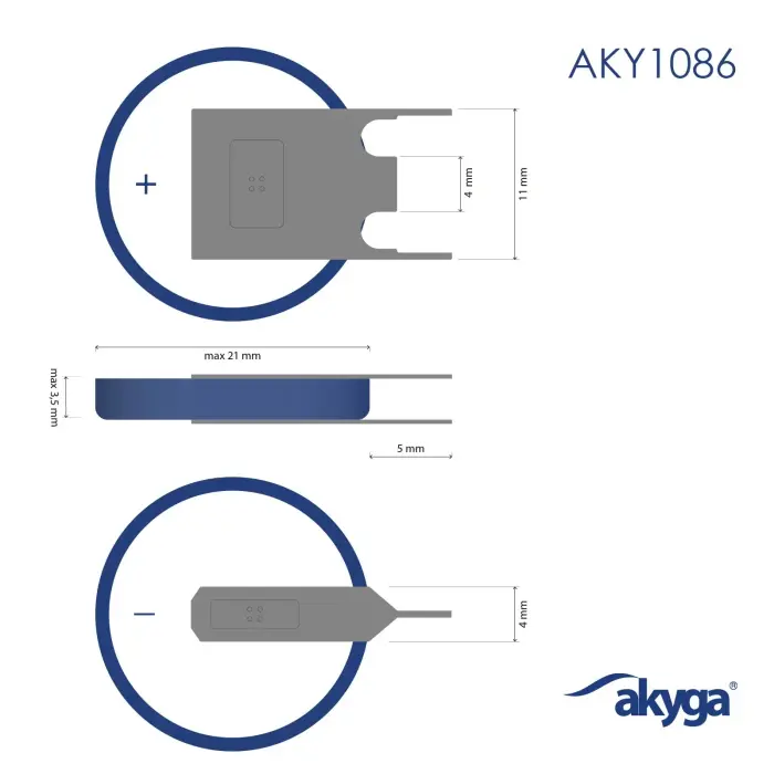 Lithum Battery Akyga AKY1086 CR2032 PP3A Li-MnO2 3V | 210mAh 3-Pin Pitch 4.0 Foto 3